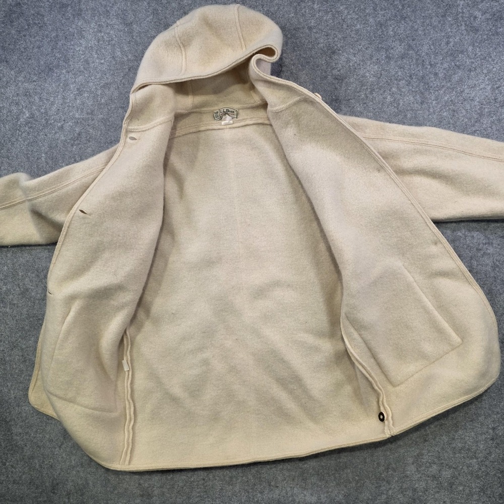 VTG‎ LL Bean Womens Medium Beige 100% Wool Hooded Parka Austria Jacket Sweater - Picture 11 of 16